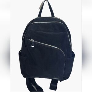 Dkny Black Faux Leather Soft Zip Multi Compartment Sport Backpack Guitar Strap